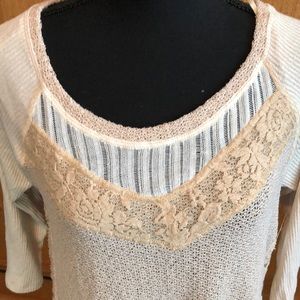 Free People Sweater Top Quarter Length Sleeve